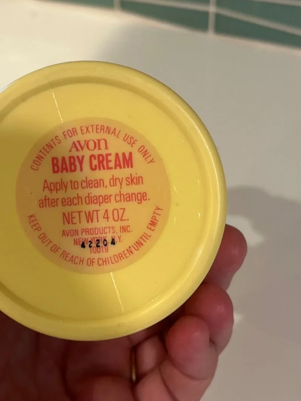 Avon Baby Cream In Vintage Clown-Themed Yellow & Pink 4 Oz Container Unused Coll